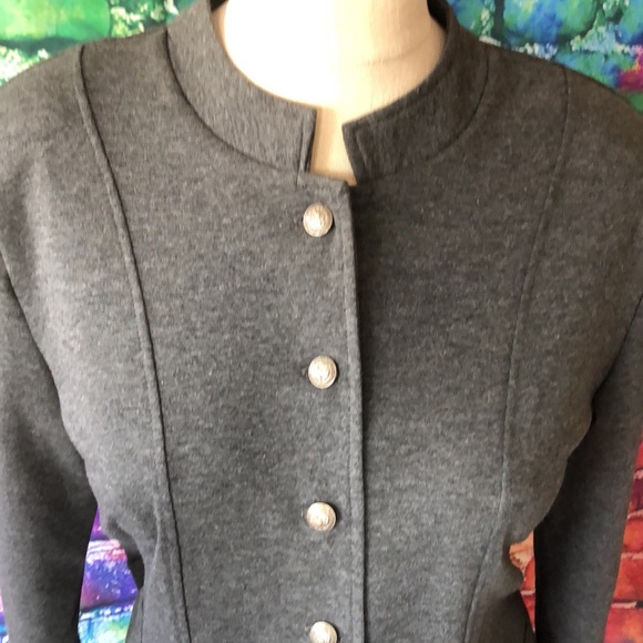 Military style gray utility jacket Peplum top NEW - Picture 3 of 4